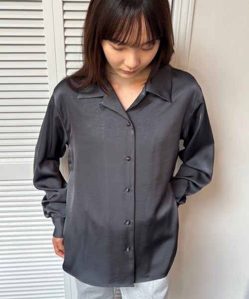 サテンオープンカラーシャツ/セットアップ（シャツ/ブラウス）｜FUULLY