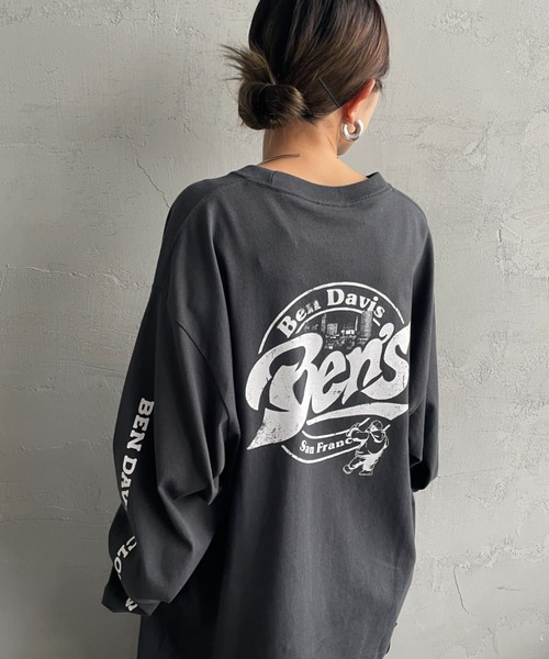 BEN DAVIS（ベンデイビス）の「【WEB限定】[BEN DAVIS/ベンデイビス] サークルロゴ バックプリント ロングスリーブTシャツ（Tシャツ/カットソー・レディース・ホワイト/ライトグレー/チャコールグレー・M/L/XL）」の4枚目の写真