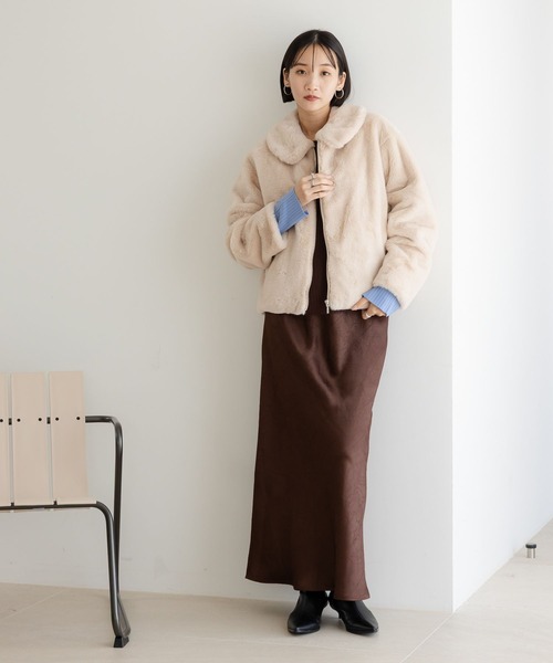 LOWRYS FARM（ローリーズファーム）の「【襟取り外し可能】ファーブルゾン  491126（ブルゾン・レディース・アイボリー/その他/チャコールグレー/ブラウン・FREE）」の19枚目の写真