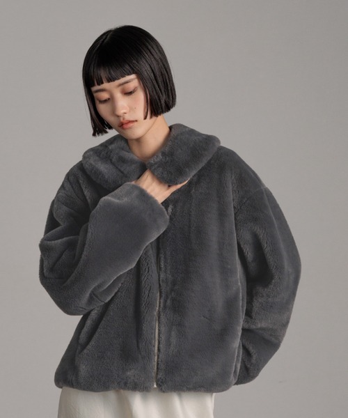 LOWRYS FARM（ローリーズファーム）の「【襟取り外し可能】ファーブルゾン  491126（ブルゾン・レディース・アイボリー/その他/チャコールグレー/ブラウン・FREE）」の7枚目の写真