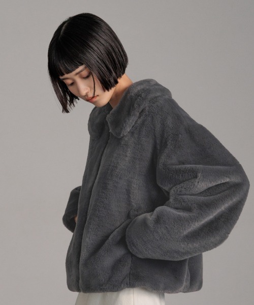 LOWRYS FARM（ローリーズファーム）の「【襟取り外し可能】ファーブルゾン  491126（ブルゾン・レディース・アイボリー/その他/チャコールグレー/ブラウン・FREE）」の8枚目の写真