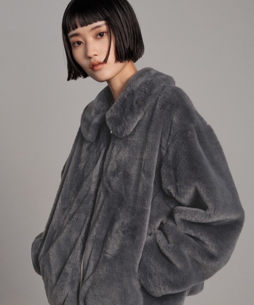 LOWRYS FARM（ローリーズファーム）の「【襟取り外し可能】ファーブルゾン  491126（ブルゾン・レディース・アイボリー/その他/チャコールグレー/ブラウン・FREE）」の9枚目の写真