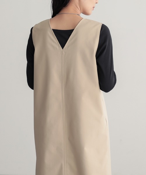 for/c（フォーシー）の「[低身長/高身長向けサイズ有]はっ水ストレッチチノジャンパースカート【サスティナブル】（ワンピース・レディース・ベージュ/ブラック・TM/M/L/PM）」の11枚目の写真