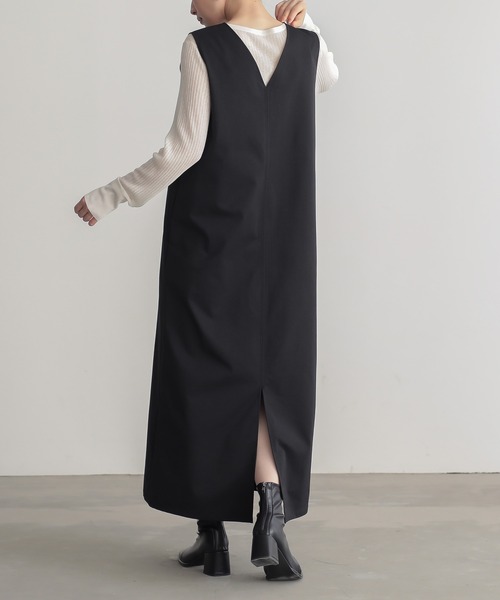 for/c（フォーシー）の「[低身長/高身長向けサイズ有]はっ水ストレッチチノジャンパースカート【サスティナブル】（ワンピース・レディース・ベージュ/ブラック・TM/M/L/PM）」の8枚目の写真