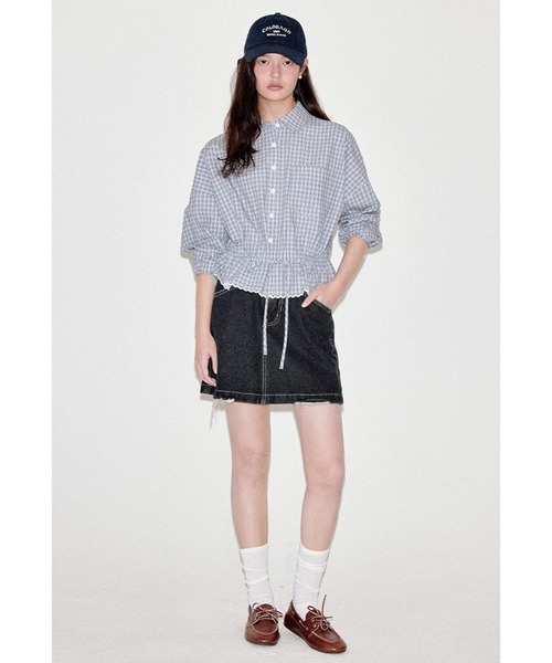 アナログ★ATF/Analog Technical Fashion チェック柄 オープンジップフェイクレイヤーアシンメトリーチェック柄シャツ
