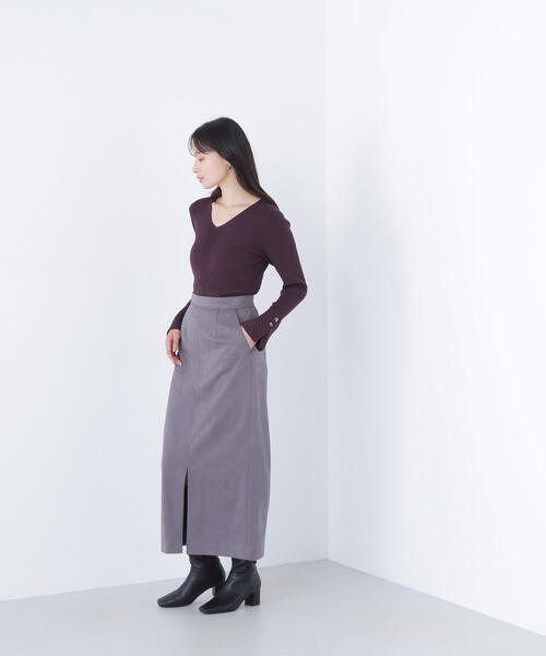 NATURAL BEAUTY BASIC（ナチュラルビューティーベーシック）の「◇フェイクスエードシリーズ スリットスカート（スカート・レディース・キャメル/ベージュ/チャコールグレー・SMALL/MEDIUM/P/S）」の7枚目の写真