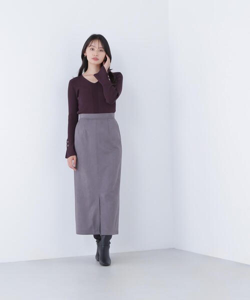 NATURAL BEAUTY BASIC（ナチュラルビューティーベーシック）の「◇フェイクスエードシリーズ スリットスカート（スカート・レディース・キャメル/ベージュ/チャコールグレー・SMALL/MEDIUM/P/S）」の8枚目の写真
