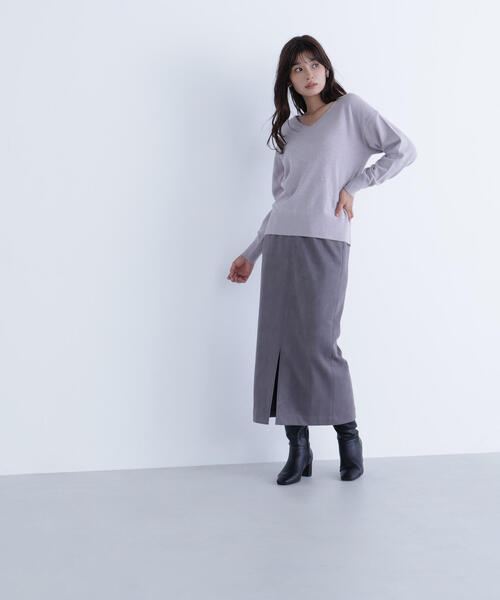 NATURAL BEAUTY BASIC（ナチュラルビューティーベーシック）の「◇フェイクスエードシリーズ スリットスカート（スカート・レディース・キャメル/ベージュ/チャコールグレー・SMALL/MEDIUM/P/S）」の11枚目の写真