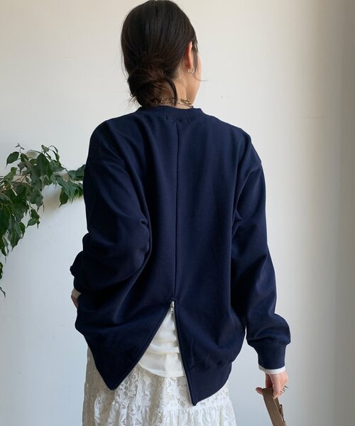 DouDou（ドゥドゥ）の「【WEB限定】NORMANDIE裏毛バックジッププルオーバー（Tシャツ/カットソー・レディース・グレー/ダークグレー/ネイビー・FREE）」の13枚目の写真