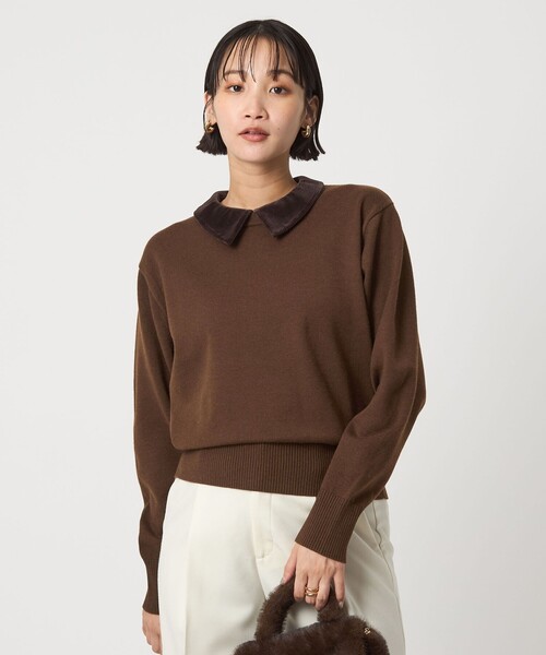 セール】ベロア エリ 2WAY ニット プルオーバー ウォッシャブル