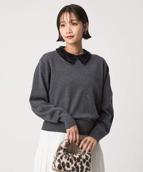 セール】ベロア エリ 2WAY ニット プルオーバー ウォッシャブル