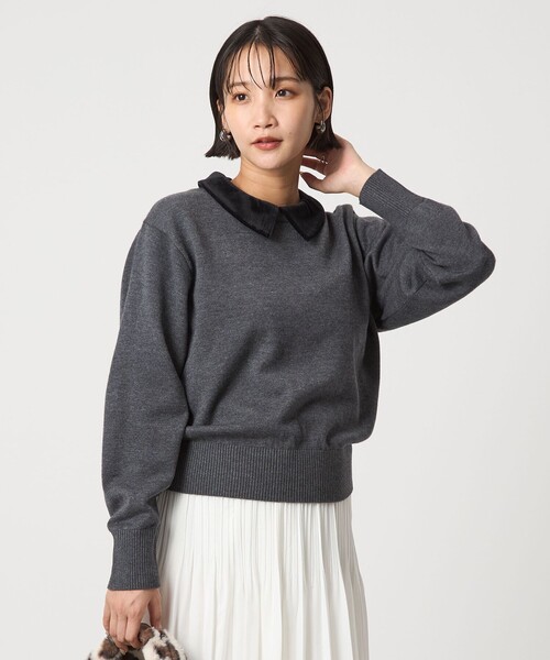 ベロア エリ 2WAY ニット プルオーバー ウォッシャブル（ニット