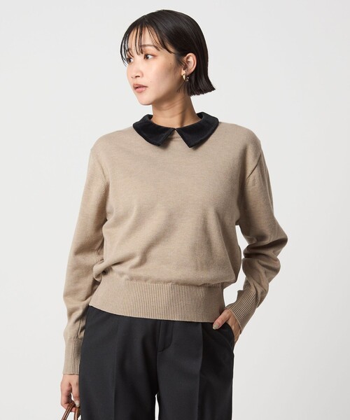 ベロア エリ 2WAY ニット プルオーバー ウォッシャブル（ニット