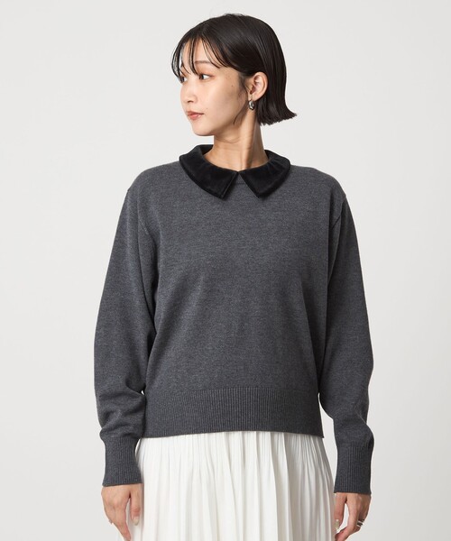 セール】ベロア エリ 2WAY ニット プルオーバー ウォッシャブル