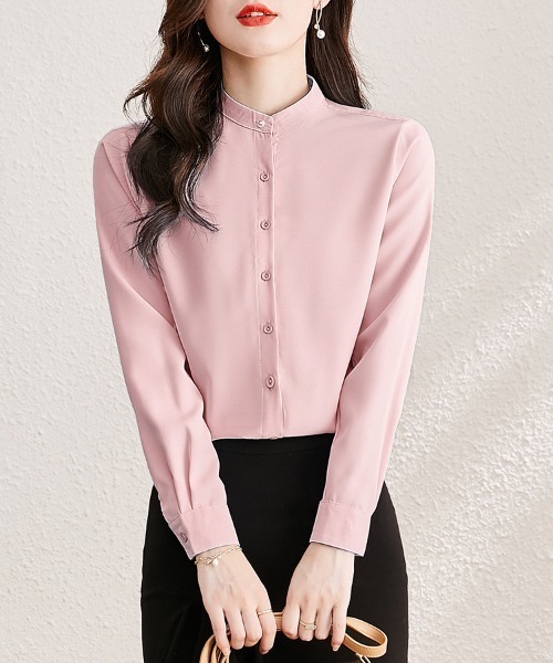 ONEP STAR(ワンピスター)の「スタンドカラー長袖シャツ(シャツ/ブラウス・レディース・ブルー/ライトブルー/ブラック/ホワイト/ピンク・MEDIUM)」の16枚目の写真