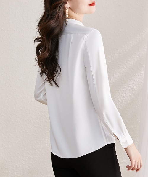 ONEP STAR(ワンピスター)の「スタンドカラー長袖シャツ(シャツ/ブラウス・レディース・ブルー/ライトブルー/ブラック/ホワイト/ピンク・MEDIUM)」の9枚目の写真