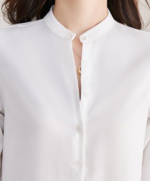 ONEP STAR(ワンピスター)の「スタンドカラー長袖シャツ(シャツ/ブラウス・レディース・ブルー/ライトブルー/ブラック/ホワイト/ピンク・MEDIUM)」の20枚目の写真