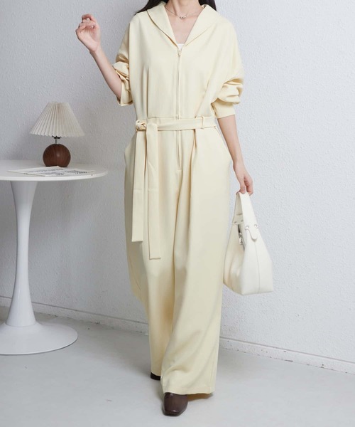 MAISON DE THERESE（メゾン ド テレーズ）の「ハーフジップ長袖ルーズシルエットオールインワン（つなぎ/オールインワン・レディース・ブラック/イエロー・XL）」の2枚目の写真