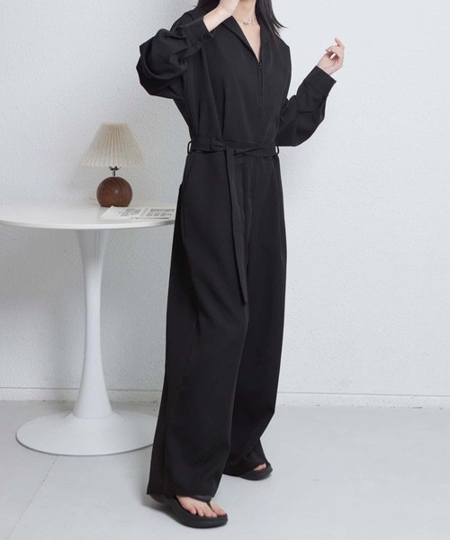 MAISON DE THERESE（メゾン ド テレーズ）の「ハーフジップ長袖ルーズシルエットオールインワン（つなぎ/オールインワン・レディース・ブラック/イエロー・XL）」の3枚目の写真