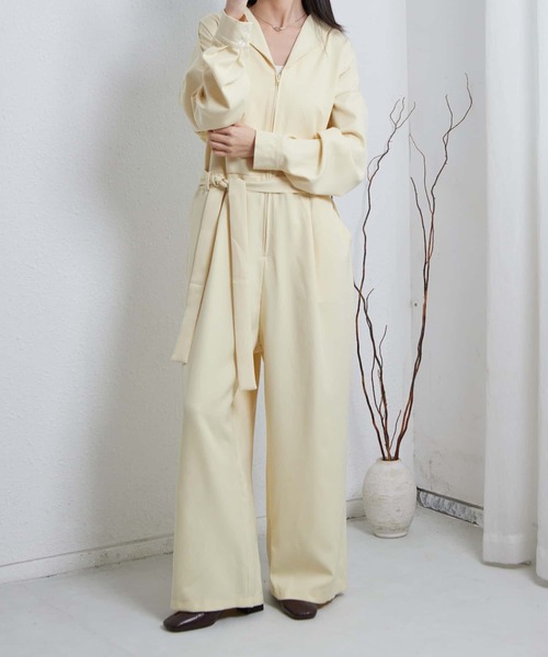 MAISON DE THERESE（メゾン ド テレーズ）の「ハーフジップ長袖ルーズシルエットオールインワン（つなぎ/オールインワン・レディース・ブラック/イエロー・XL）」の6枚目の写真