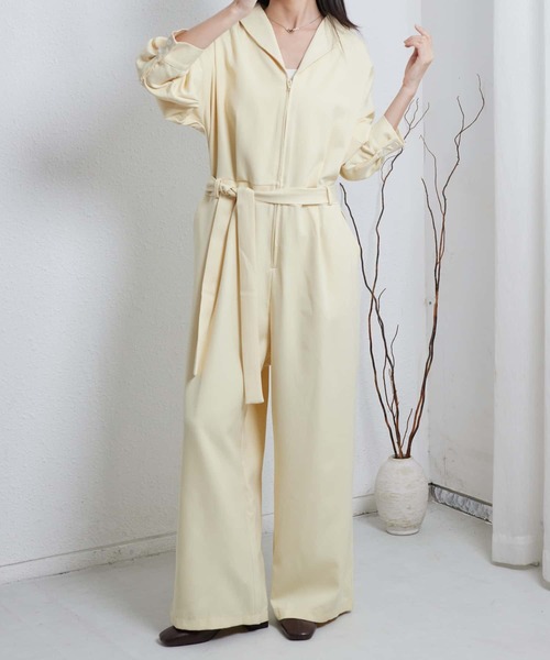 MAISON DE THERESE（メゾン ド テレーズ）の「ハーフジップ長袖ルーズシルエットオールインワン（つなぎ/オールインワン・レディース・ブラック/イエロー・XL）」の7枚目の写真