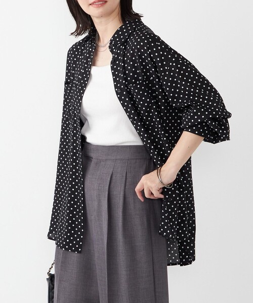 セール】SHIPS Colors:〈手洗い可能〉シアー ドット シャツ（シャツ