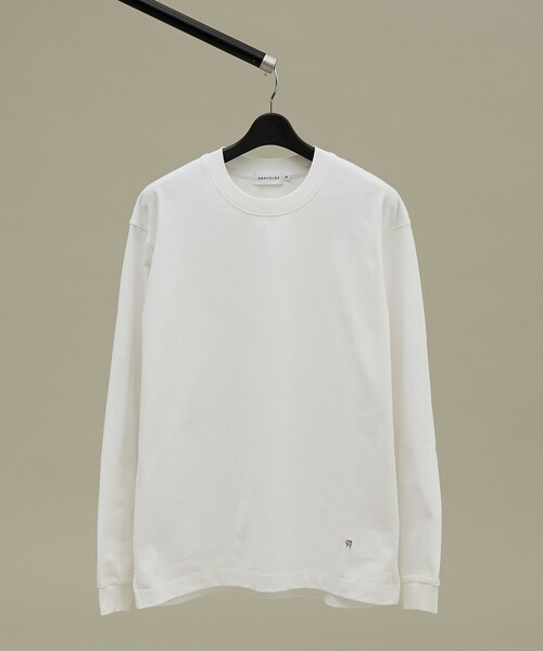 ABAHOUSE(アバハウス)の「ワンポイント刺繍 クルーネック長袖Tシャツ(Tシャツ/カットソー・メンズ・ホワイト/チャコールグレー/ピンク/ベージュ・44/48/46)」の1枚目の写真