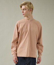 ワンポイント刺繍　クルーネック長袖Tシャツ