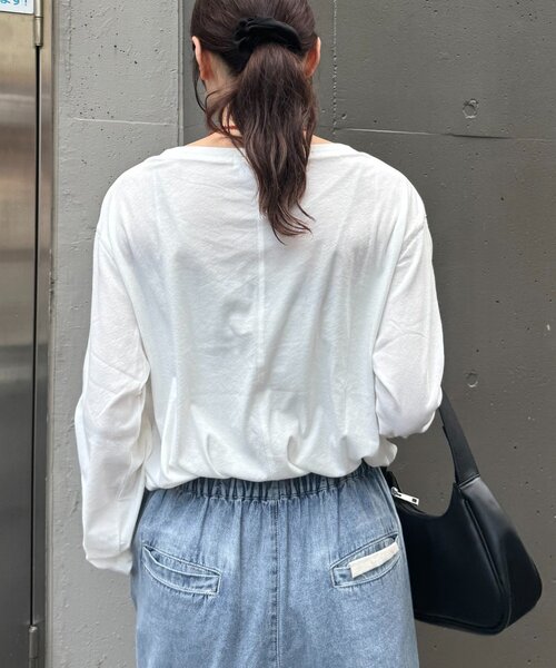 CIAOPANIC TYPY(チャオパニックティピー)の「コットンナイロンシアーカラーロゴTee(Tシャツ/カットソー・レディース・オフホワイト/ブルー/ピンク/ブラウン・ONE SIZE)」の7枚目の写真