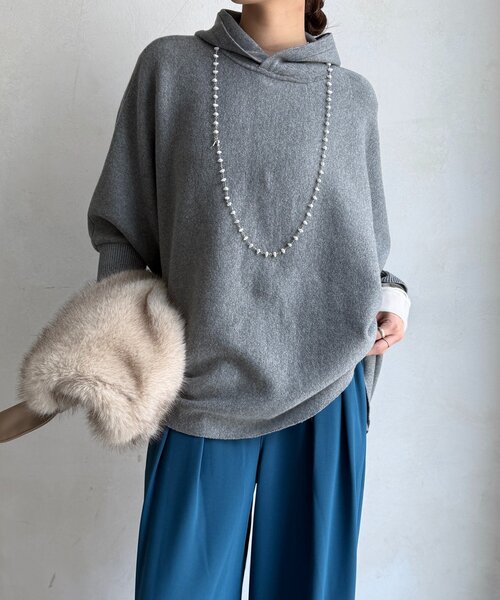 セール】フーディーポンチョニット（ニット/セーター）｜DouDou