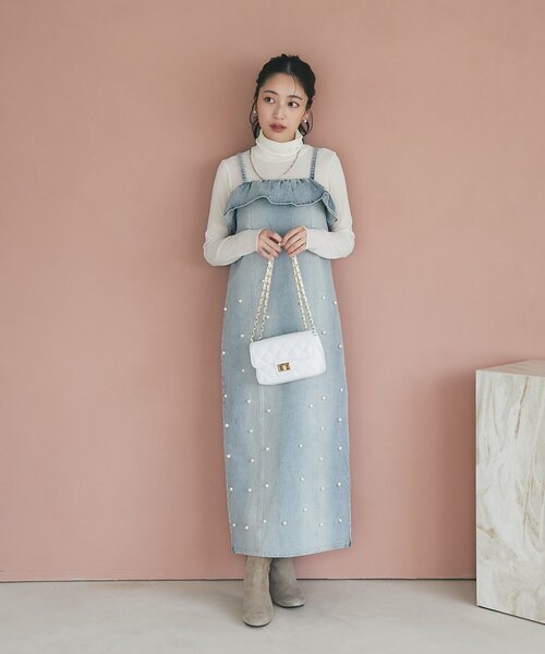 着回し力・女っぽタートル】フロッキーチュールタートルカットソー（T