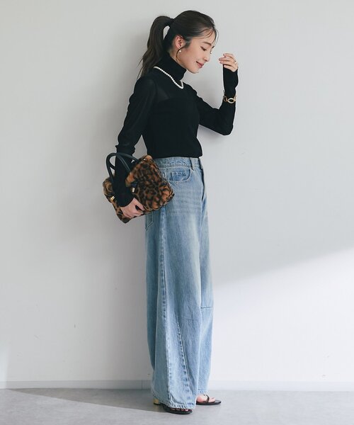 着回し力・女っぽタートル】フロッキーチュールタートルカットソー（T