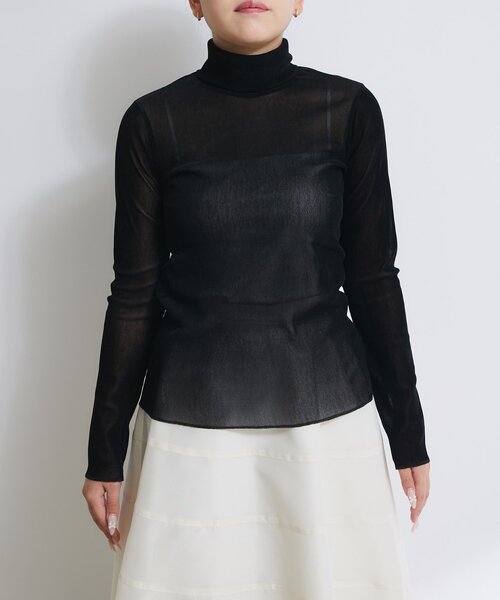 セール】【着回し力・女っぽタートル】フロッキーチュールタートル