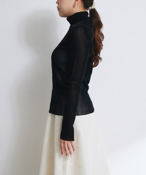 セール】【着回し力・女っぽタートル】フロッキーチュールタートル