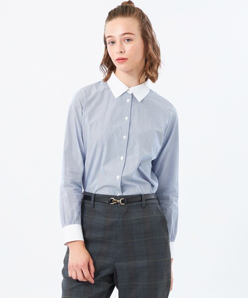 MACKINTOSH PHILOSOPHY（ﾏｯｷﾝﾄｯｼｭ ﾌｨﾛｿﾌｨｰ）の「コンパクトフィットシャツ（シャツ/ブラウス・レディース・ライトブルー/ホワイト/ダークネイビー・36/38）」の2枚目の写真