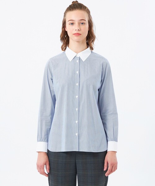 MACKINTOSH PHILOSOPHY（ﾏｯｷﾝﾄｯｼｭ ﾌｨﾛｿﾌｨｰ）の「コンパクトフィットシャツ（シャツ/ブラウス・レディース・ライトブルー/ホワイト/ダークネイビー・36/38）」の13枚目の写真