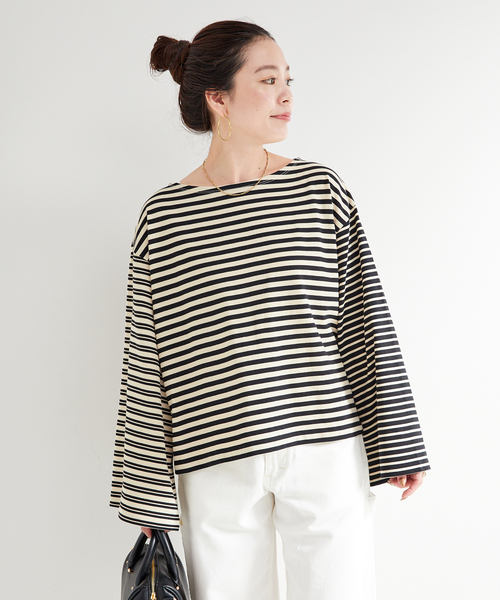 B.C STOCK（ベーセーストック）の「ウォッシャブル / OEバスクジャージパッチワークプルオーバー（Tシャツ/カットソー・レディース・ブラック/ブルー・FREE）」の7枚目の写真