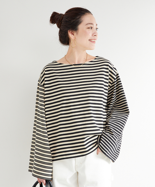 B.C STOCK（ベーセーストック）の「ウォッシャブル / OEバスクジャージパッチワークプルオーバー（Tシャツ/カットソー・レディース・ブラック/ブルー・FREE）」の8枚目の写真