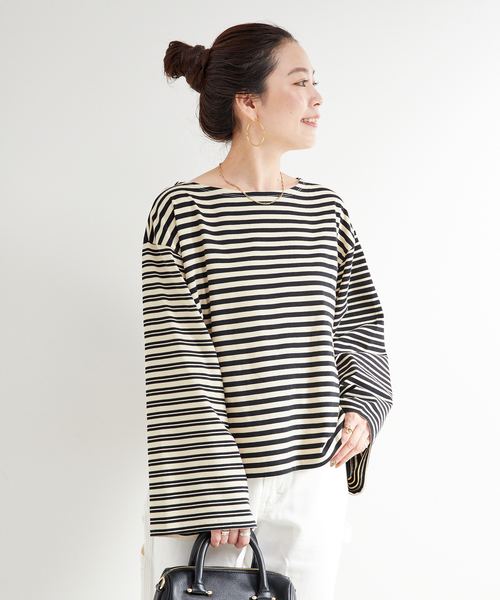 B.C STOCK（ベーセーストック）の「ウォッシャブル / OEバスクジャージパッチワークプルオーバー（Tシャツ/カットソー・レディース・ブラック/ブルー・FREE）」の9枚目の写真