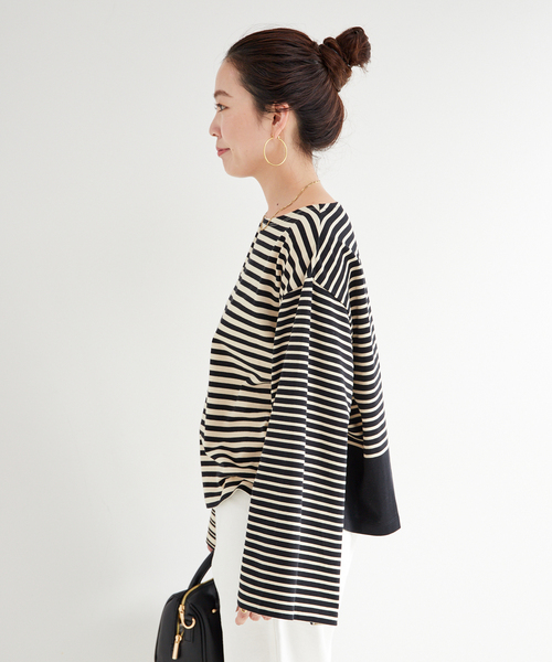 B.C STOCK（ベーセーストック）の「ウォッシャブル / OEバスクジャージパッチワークプルオーバー（Tシャツ/カットソー・レディース・ブラック/ブルー・FREE）」の10枚目の写真