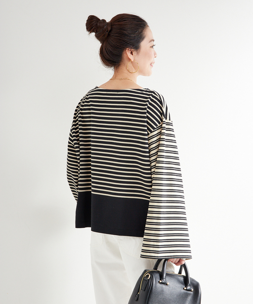 B.C STOCK（ベーセーストック）の「ウォッシャブル / OEバスクジャージパッチワークプルオーバー（Tシャツ/カットソー・レディース・ブラック/ブルー・FREE）」の11枚目の写真