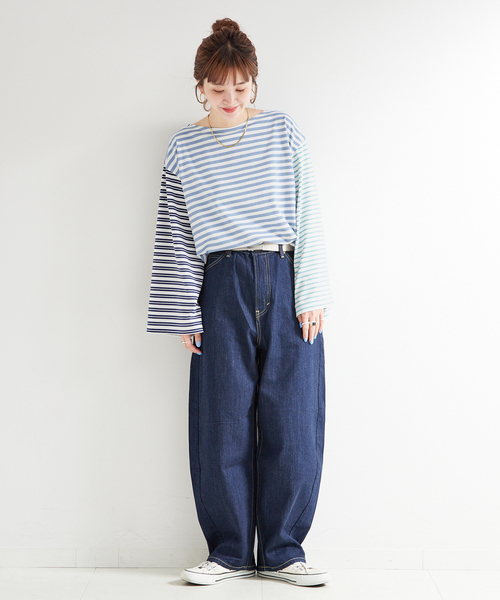 B.C STOCK（ベーセーストック）の「ウォッシャブル / OEバスクジャージパッチワークプルオーバー（Tシャツ/カットソー・レディース・ブラック/ブルー・FREE）」の13枚目の写真