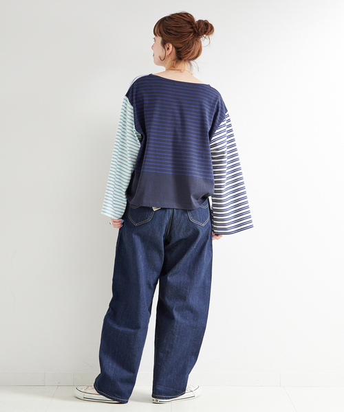 B.C STOCK（ベーセーストック）の「ウォッシャブル / OEバスクジャージパッチワークプルオーバー（Tシャツ/カットソー・レディース・ブラック/ブルー・FREE）」の17枚目の写真