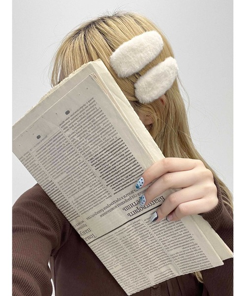 WC(ダブル シー)の「《2個セット★》もこもこヘアピンセット(ヘアピン・レディース・ホワイト/ピンク・FREE)」の4枚目の写真