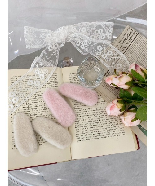 WC(ダブル シー)の「《2個セット★》もこもこヘアピンセット(ヘアピン・レディース・ホワイト/ピンク・FREE)」の6枚目の写真