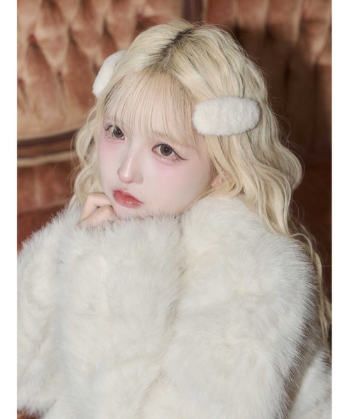 WC(ダブル シー)の「《2個セット★》もこもこヘアピンセット(ヘアピン・レディース・ホワイト/ピンク・FREE)」の9枚目の写真