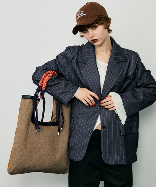uyu.(ウユ)の「バイカラー異素材ミックストートバッグ(トートバッグ・レディース・ピンク/ブラウン・FREE)」の2枚目の写真