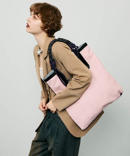 セール】バイカラー異素材ミックストートバッグ（トートバッグ）｜uyu