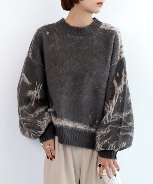 aimoha(アイモハ)の「ニュアンス柄強起毛加工ニット (AW)(ニット/セーター・レディース・ブラウン/チャコールグレー/アイボリー・FREE)」の3枚目の写真