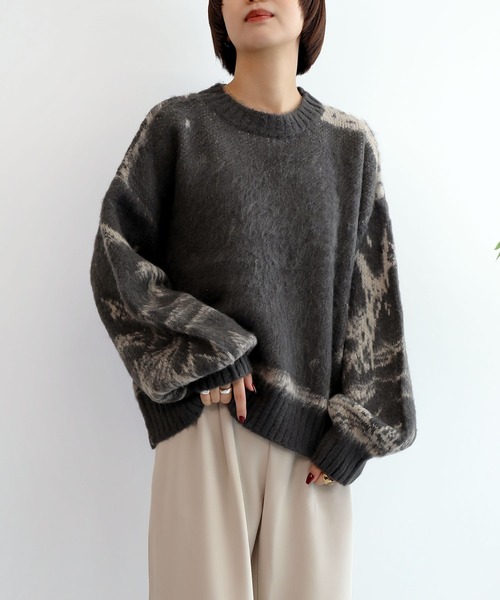 aimoha(アイモハ)の「ニュアンス柄強起毛加工ニット (AW)(ニット/セーター・レディース・ブラウン/チャコールグレー/アイボリー・FREE)」の10枚目の写真